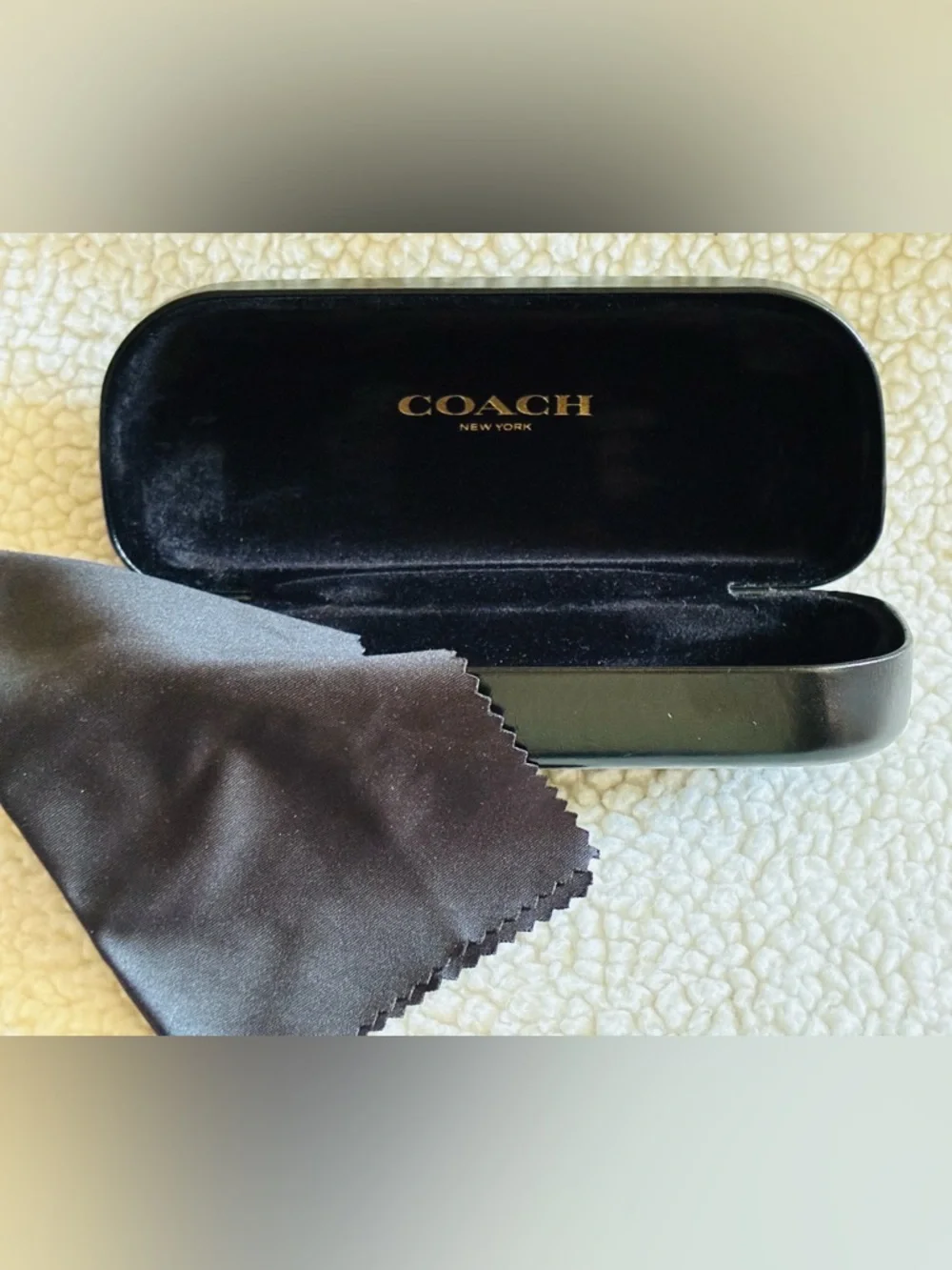 Coach and Ray-Ban Black Eye Glass Cases with Embossed Logos- Lot of 2